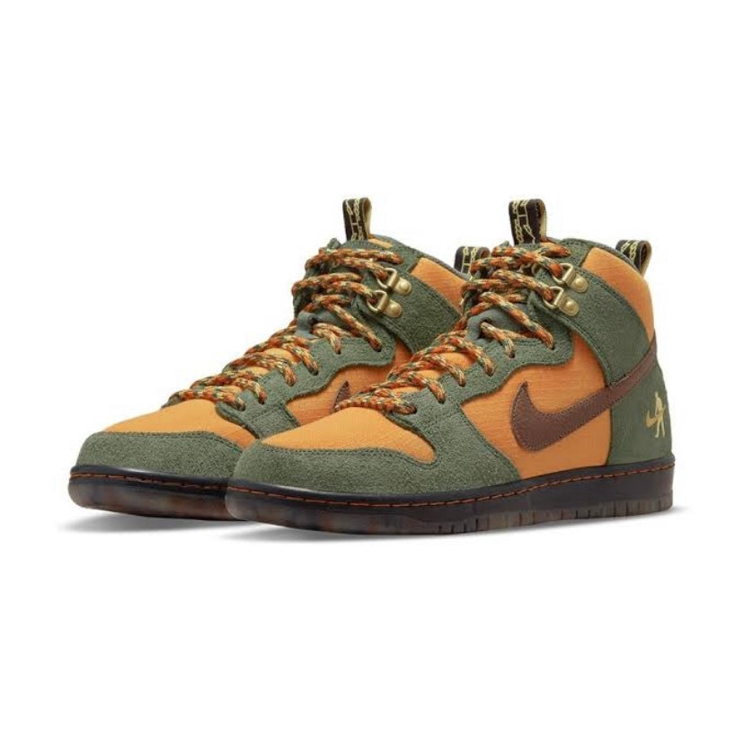 Nike SB Dunk High Pass~Port Work Boots - Army Green/Brown/Black Sneakers for Skateboarding & Streetwear Fashion - Durable Men's Shoes for Casual Wear & Urban Style
