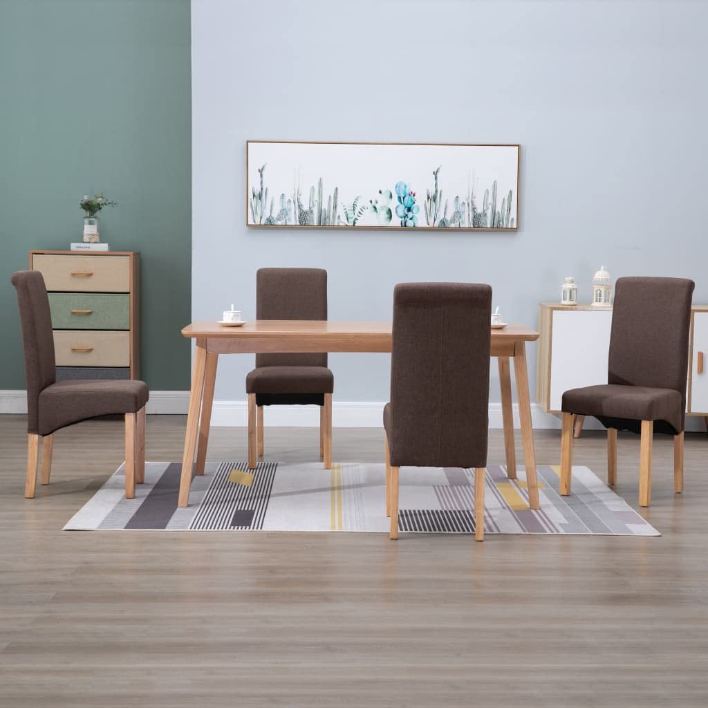 4-Piece Modern Brown Fabric Dining Chairs Set - Comfortable Kitchen Chairs for Dining Room, Living Room, Bedroom & Restaurant Use