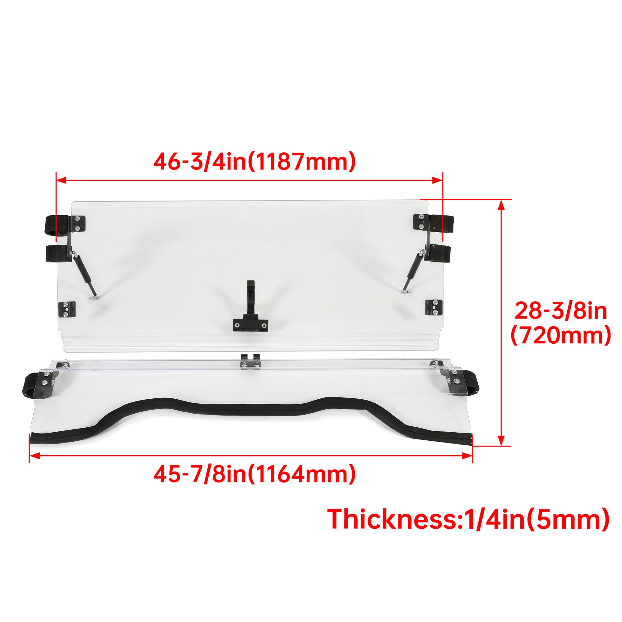 Kojem 2-in-1 Gas Spring Flip Windshield for 2014-2025 Honda Pioneer 700/700-4 - Durable Scratch-Resistant ATV Windscreen - Perfect for Off-Roading, Hunting & Trail Riding