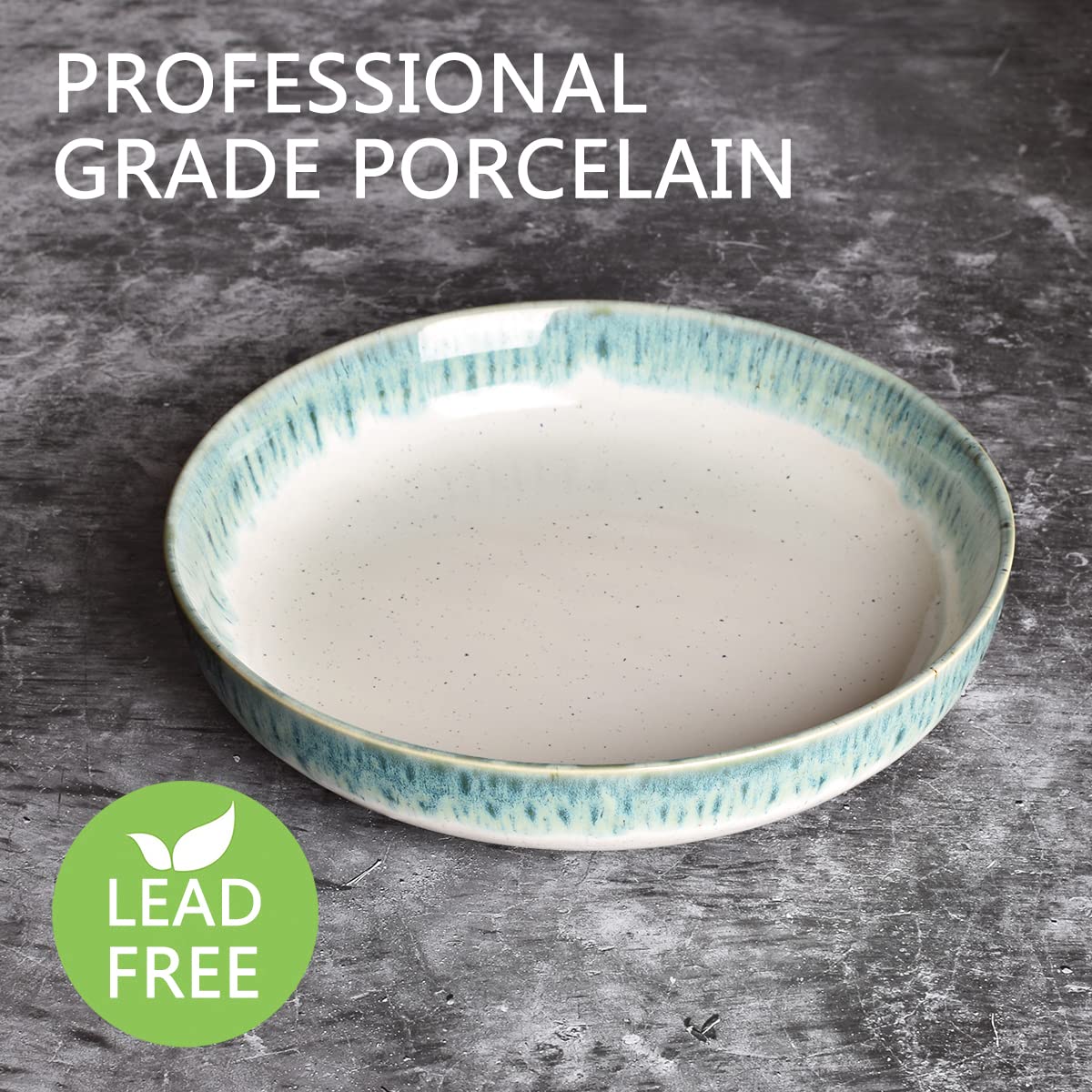 Bosmarlin 40 Oz Stoneware Pasta Bowls Set of 4 - Large Microwave & Dishwasher Safe Salad Bowls in Light Turquoise Green (9.3 Inch) - Perfect for Family Dinners, Italian Cuisine & Entertaining Guests