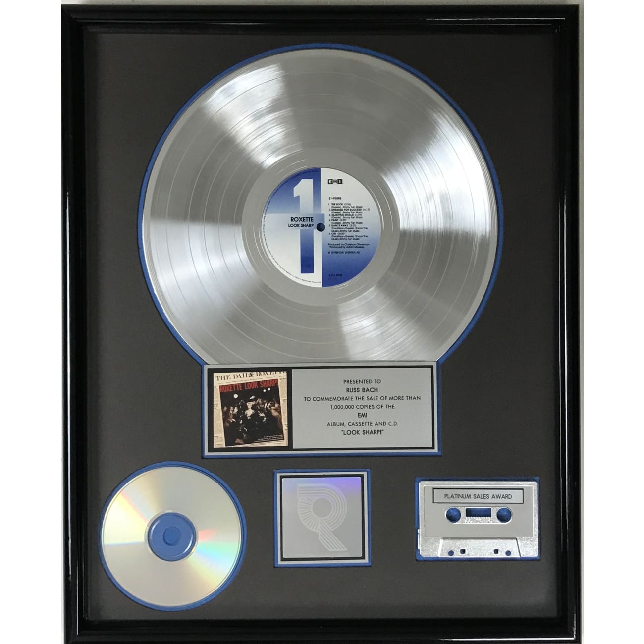 Roxette Look Sharp! RIAA Platinum Album Award - Vintage Music Collectible for Fans & Home Decor