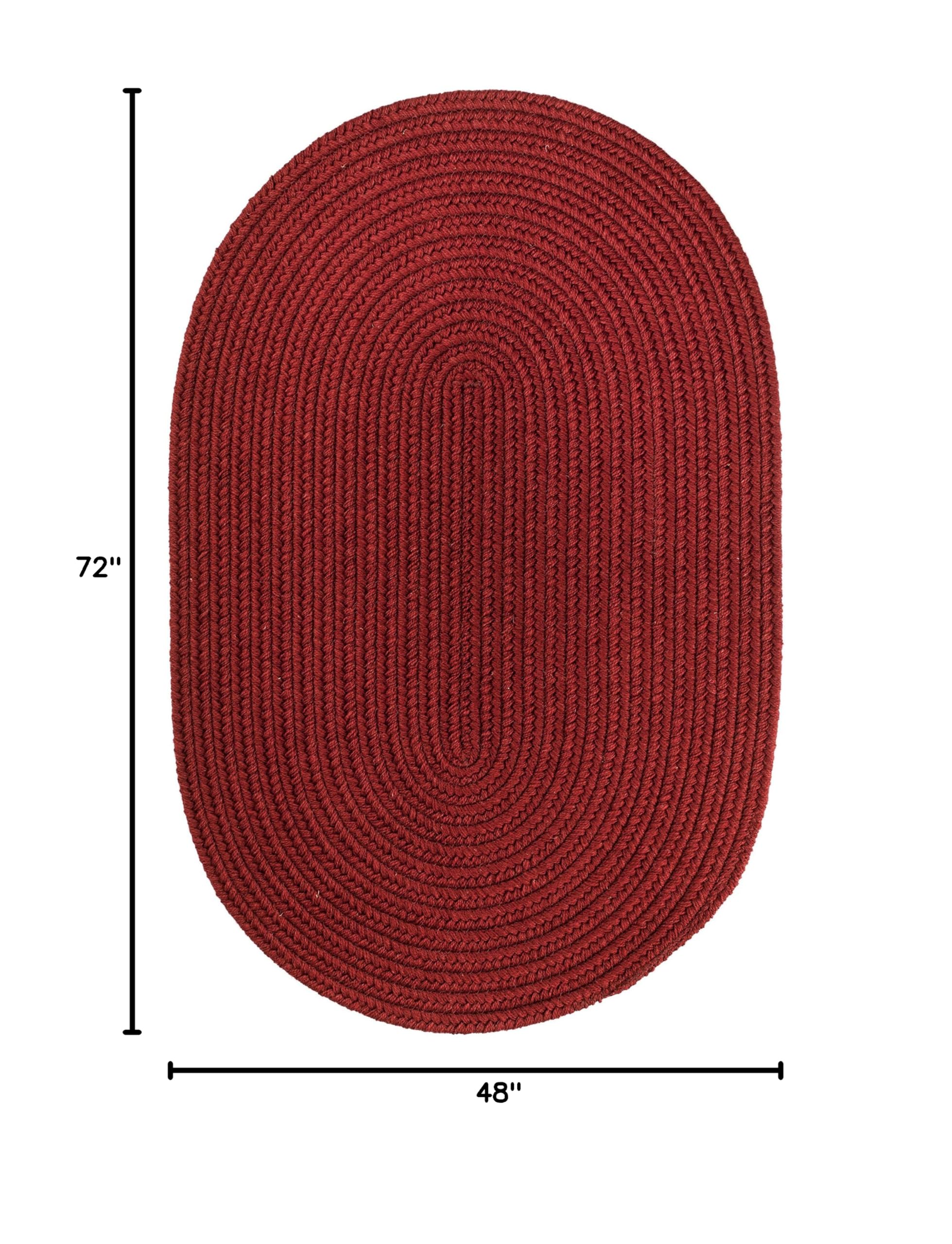 Rhody Rug Solid Wool S121 Barn Red 4' x 6' Oval Braided Area Rug - Handmade in USA | Non-Slip Floor Mat for Bedroom, Living Room & Hallway | Durable Home Decor for High Traffic Areas | Easy Care Wool Rug Perfect for Cozy Spaces & Family Gatherings