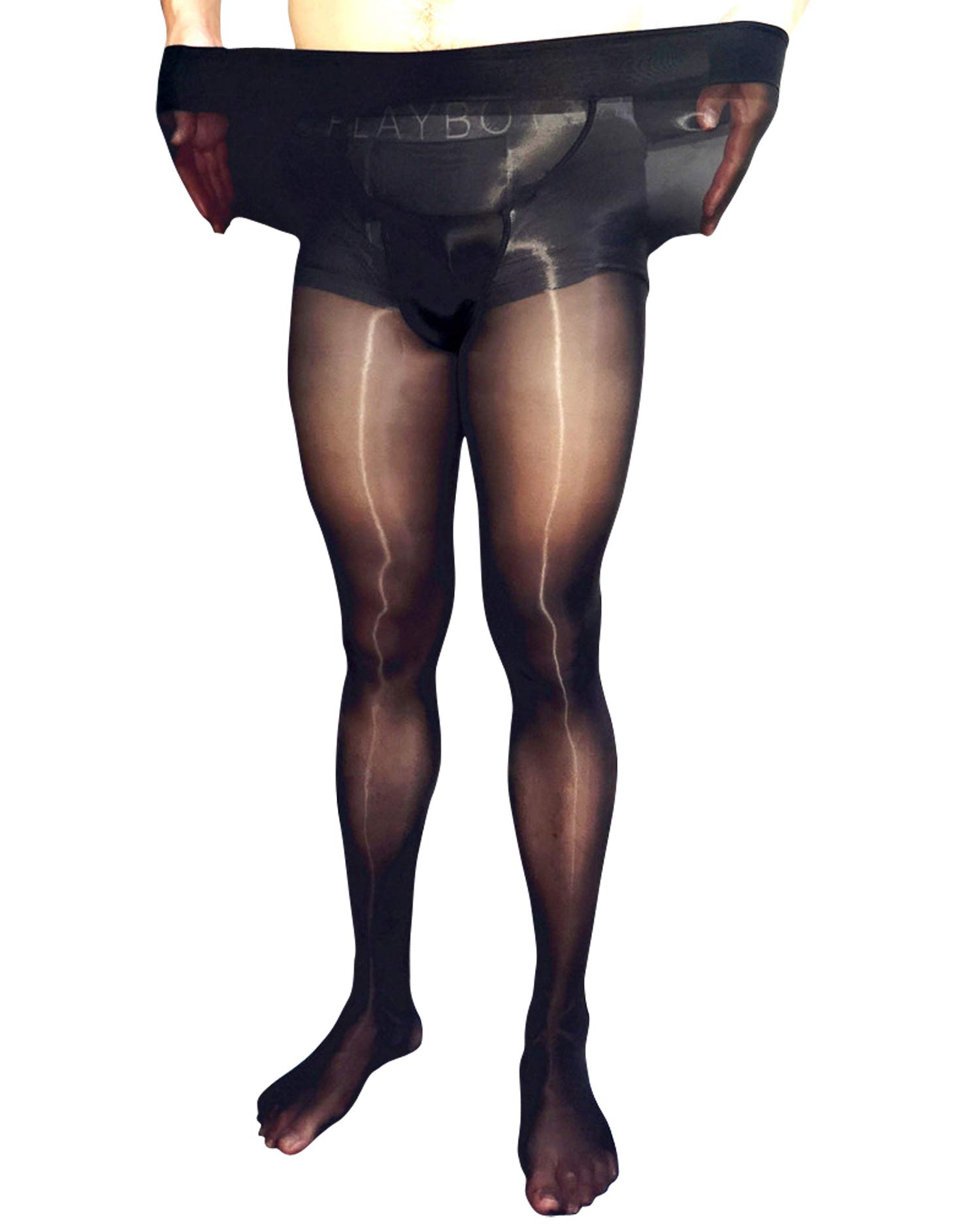 Premium Men's Oily Sheer Pantyhose - High-End Sexy Open-Toe Tight Stockings for Crossdressing & Sensual Wear