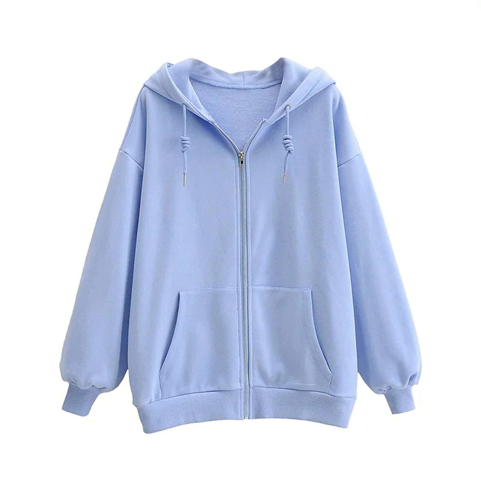 Women's Classic Solid Color Zip-Up Hoodie Coat | Y2K Harajuku Style Oversized Long Sleeve Open Front Casual Sweatshirt | Perfect for Streetwear, Loungewear & Fashion Outfits
