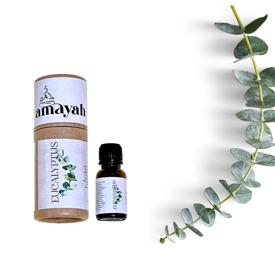 Amayah 100% Pure Natural Eucalyptus Essential Oil for Hair & Skin Care - Treats Dandruff, Acne, Stress Relief & Aromatherapy - Perfect for Diffusers, Massage & Spa Relaxation