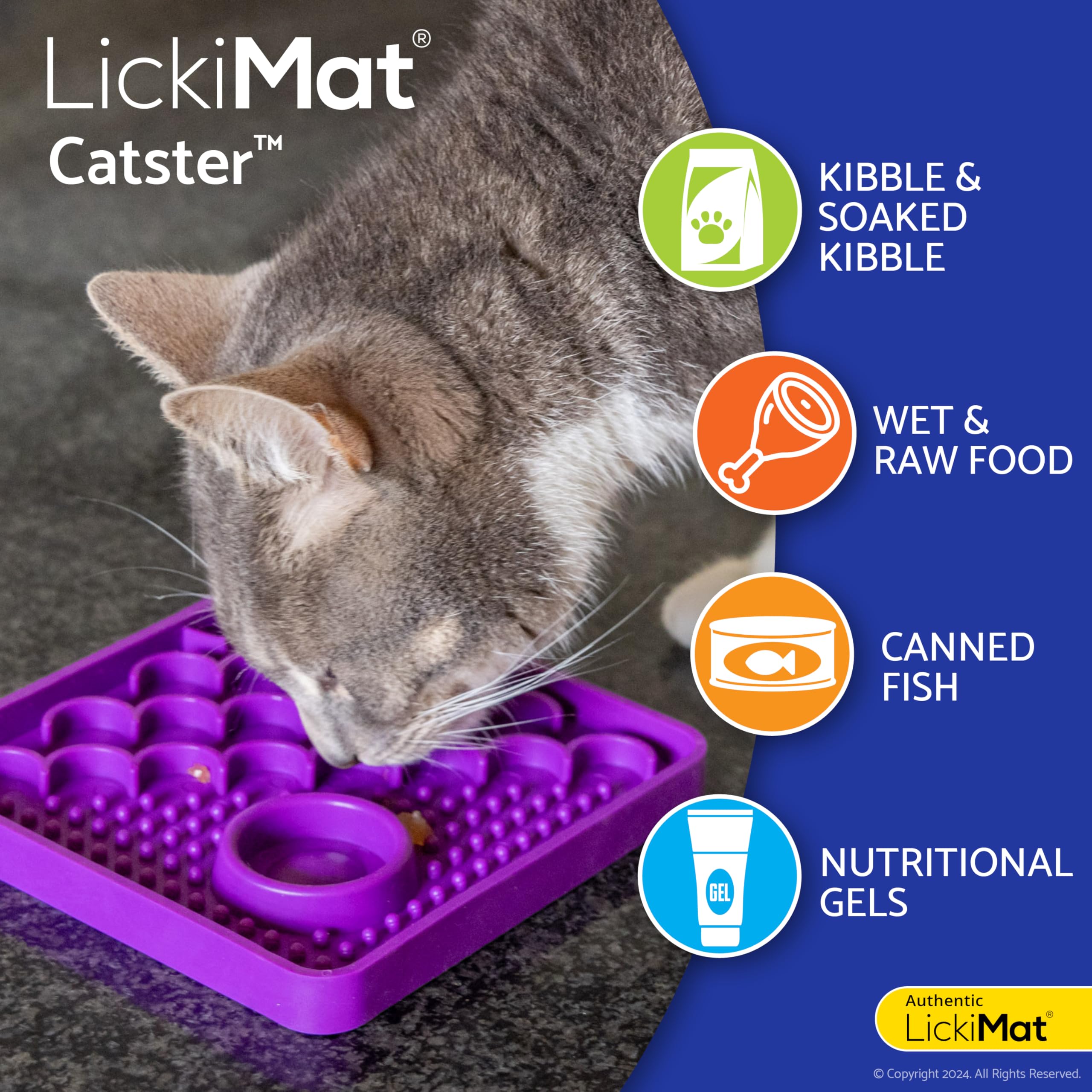 LickiMat Catster Slow Feeder with Micro Dish - Interactive Puzzle Feeder for Cats & Kittens, Promotes Hydration & Healthy Eating - Turquoise Pet Bowl for Indoor Cats, Multi-Cat Homes & Stress Relief