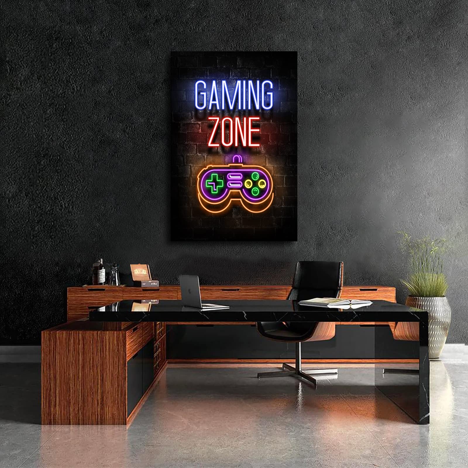 Neon Gaming Posters for Boys Room - 16x24 Inch Inspirational Video Game Wall Art, Gamer Decor for Teen Bedroom & Gaming Room - Perfect for Gaming Setup, Man Cave, or Esports Themed Spaces - YangTing (GAME-ONE)