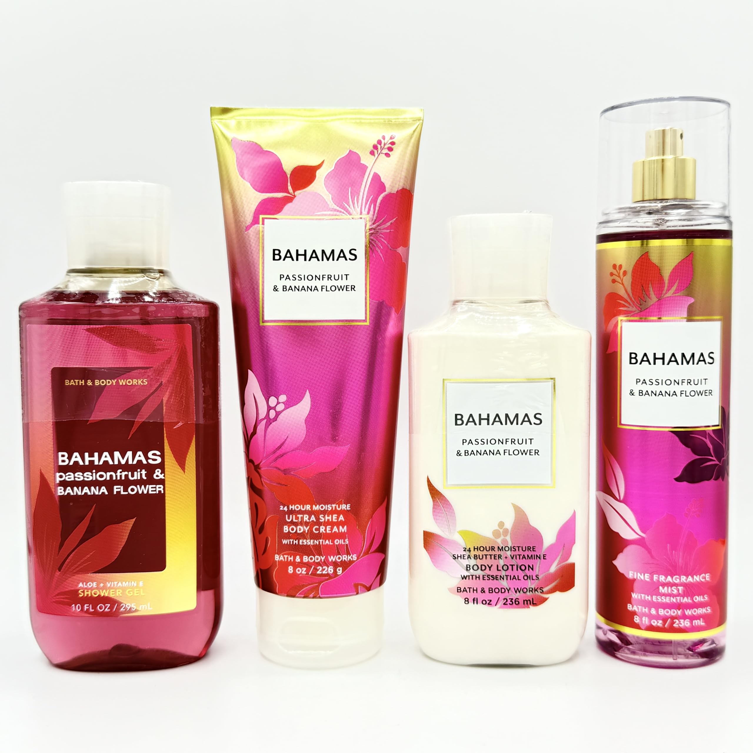 Bahamas Passionfruit & Banana Flower 4-Piece Bath & Body Gift Set - Shower Gel, Ultra Shea Body Cream, Lotion & Fragrance Mist | Tropical Spa Day, Relaxing Self-Care, Luxury Pampering