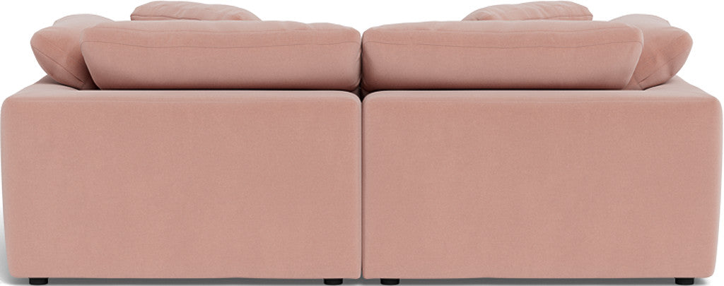 Fluffy 2-Piece Sectional Sofa with Ottoman - Soft Plush Fabric Modern Living Room Furniture for Small Spaces, Apartment & Cozy Home Decor
