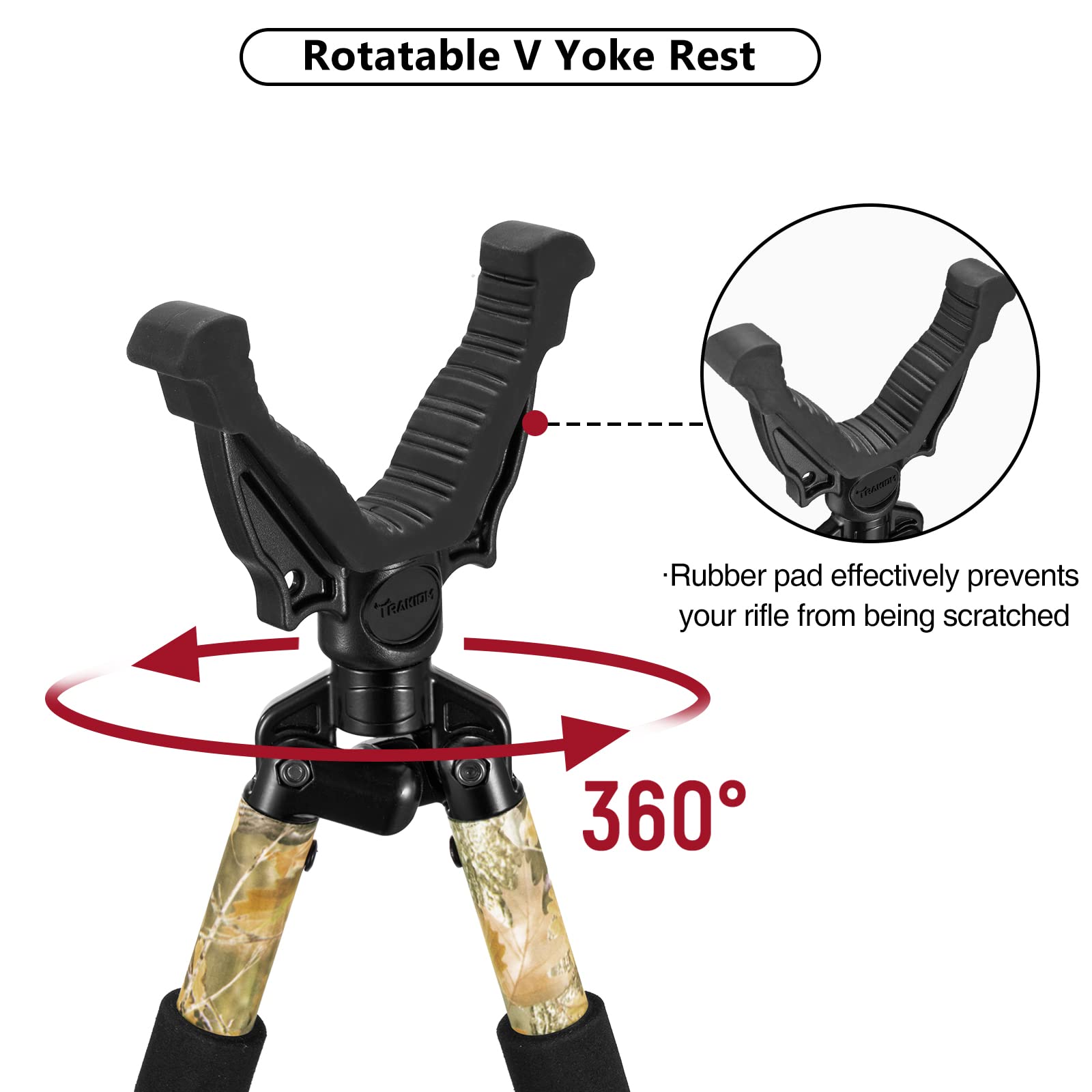 **Best Adjustable Hunting Bipod with 360° V-Yoke Rest – Lightweight Aluminum Tripod, Twist Lock, High-Density Foam Handle & Spike Feet – Perfect for Rifle Shooting, Hunting & Outdoor Adventures**