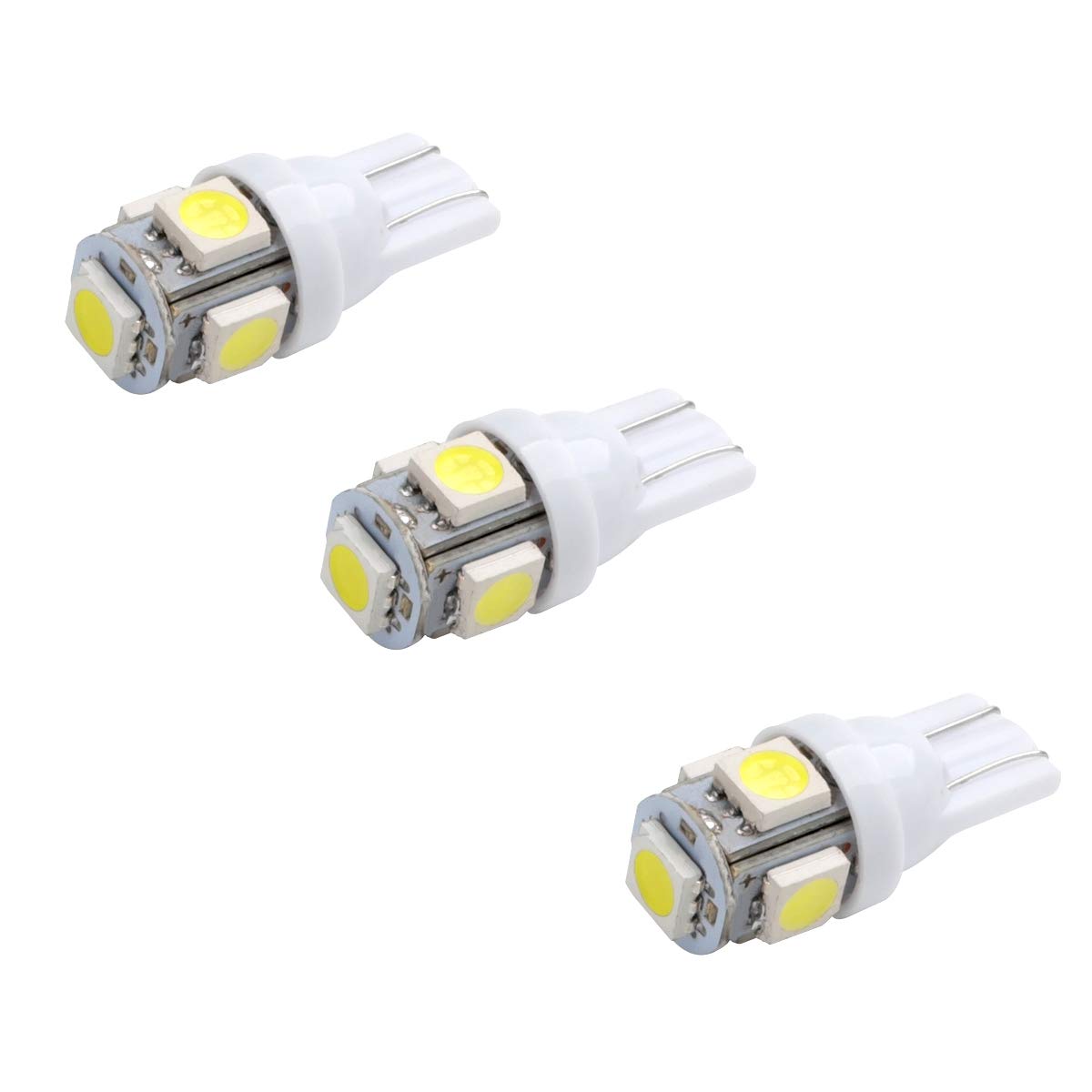 50-Pack Super Bright T10 5050 5-SMD LED Interior Light Bulbs - W5W 192 194 158 168 2825 Compatible - Perfect for Car Dome, Map, Trunk, License Plate & Dashboard Lights