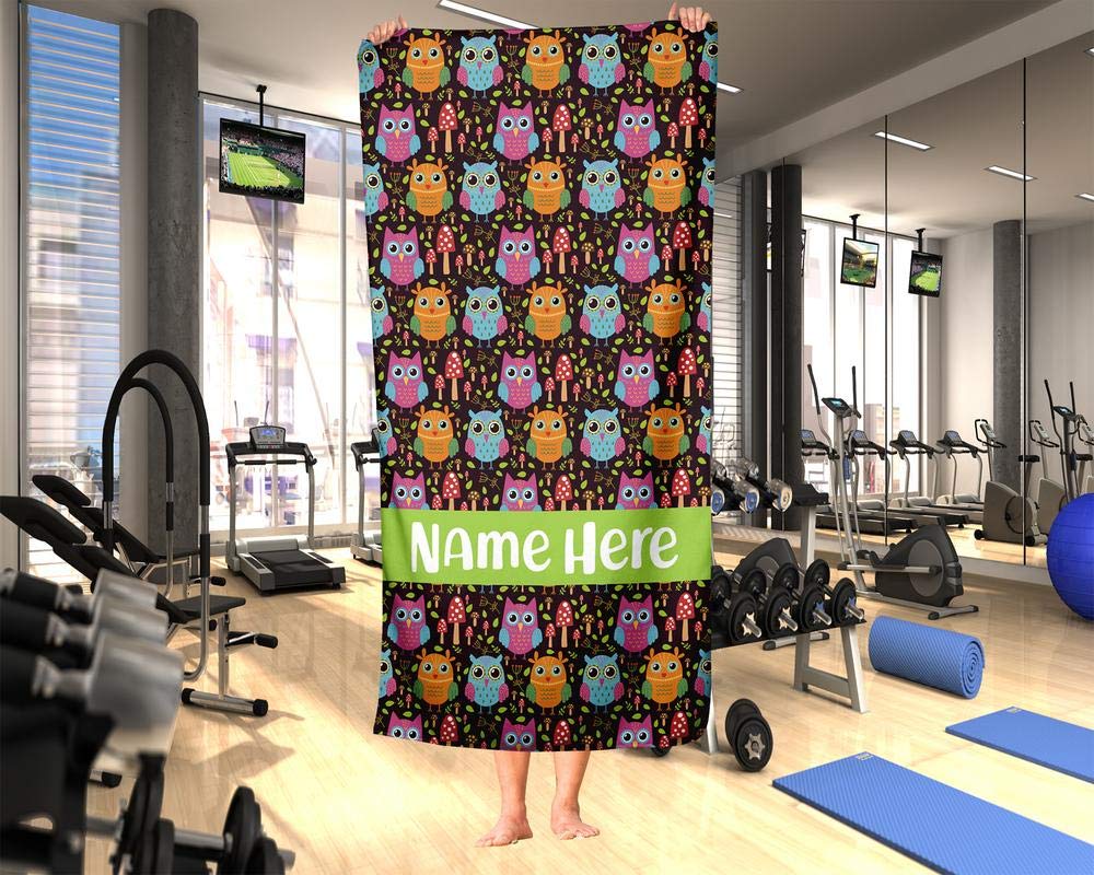 Personalized Extra Large Owl Pattern Towel for Kids & Adults - Custom Travel, Beach, Pool, Bath Towel for Toddler, Baby, Boys & Girls - Perfect for Swimming, Vacation, Spa, and Home Use