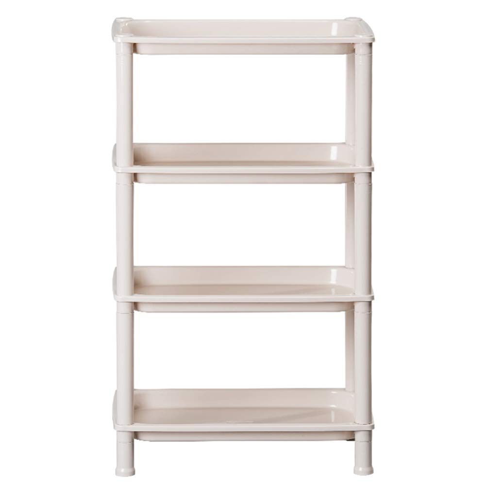 Multifunctional 4-Tier Plastic Kitchen Storage Shelf - Rectangle Organizer with Wheels (45 x 29 x 77cm) - Perfect for Pantry, Bathroom & Garage Organization - ZHAOYONGLI