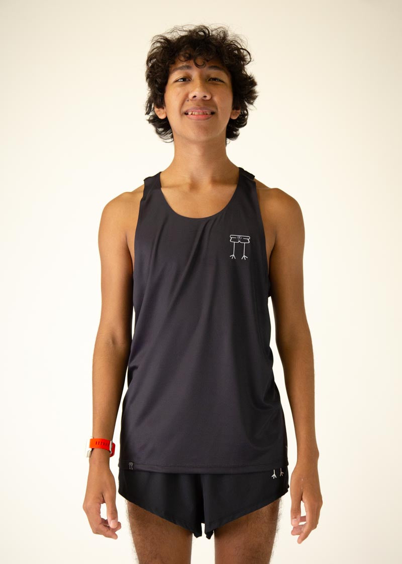 Men's Black Performance Singlet - Breathable Workout Tank Top for Gym, Running & Training - Moisture Wicking Athletic Shirt for Men