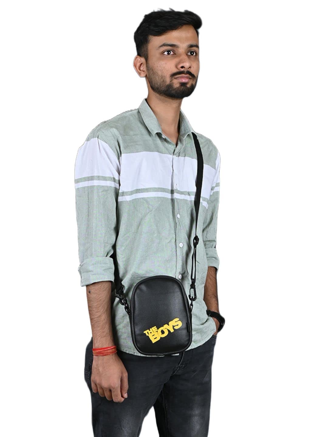 BAGSTRAPP The BOYS Print Black Unisex Sling Bag - Crossbody Messenger Pouch for Men & Women | Perfect for Travel, Gym & Everyday Use