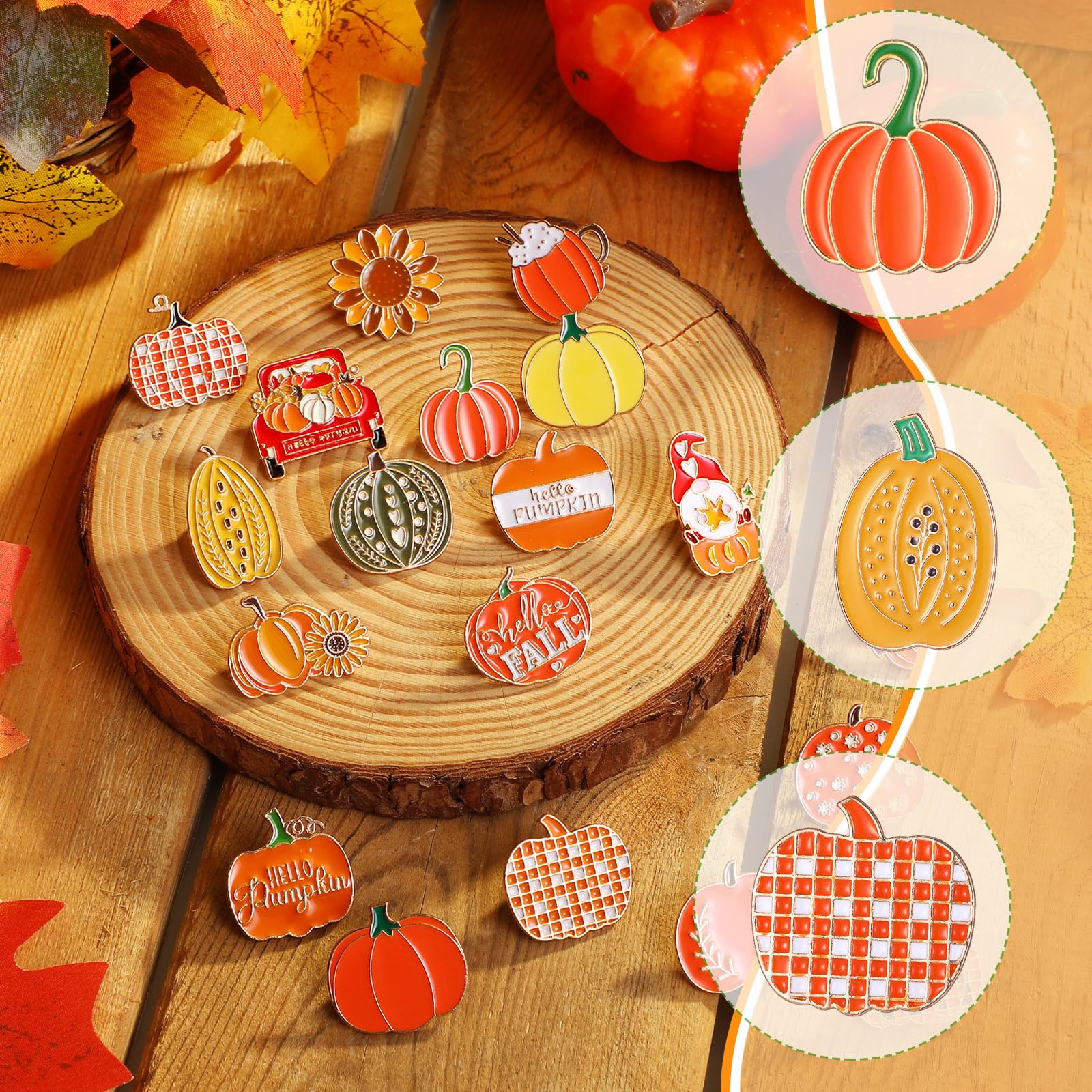 Fall Enamel Pins Bulk - 40 Pcs Cute Pumpkin & Sunflower Pins for Backpacks, Clothes & Gifts - Autumn Seasonal Accessories