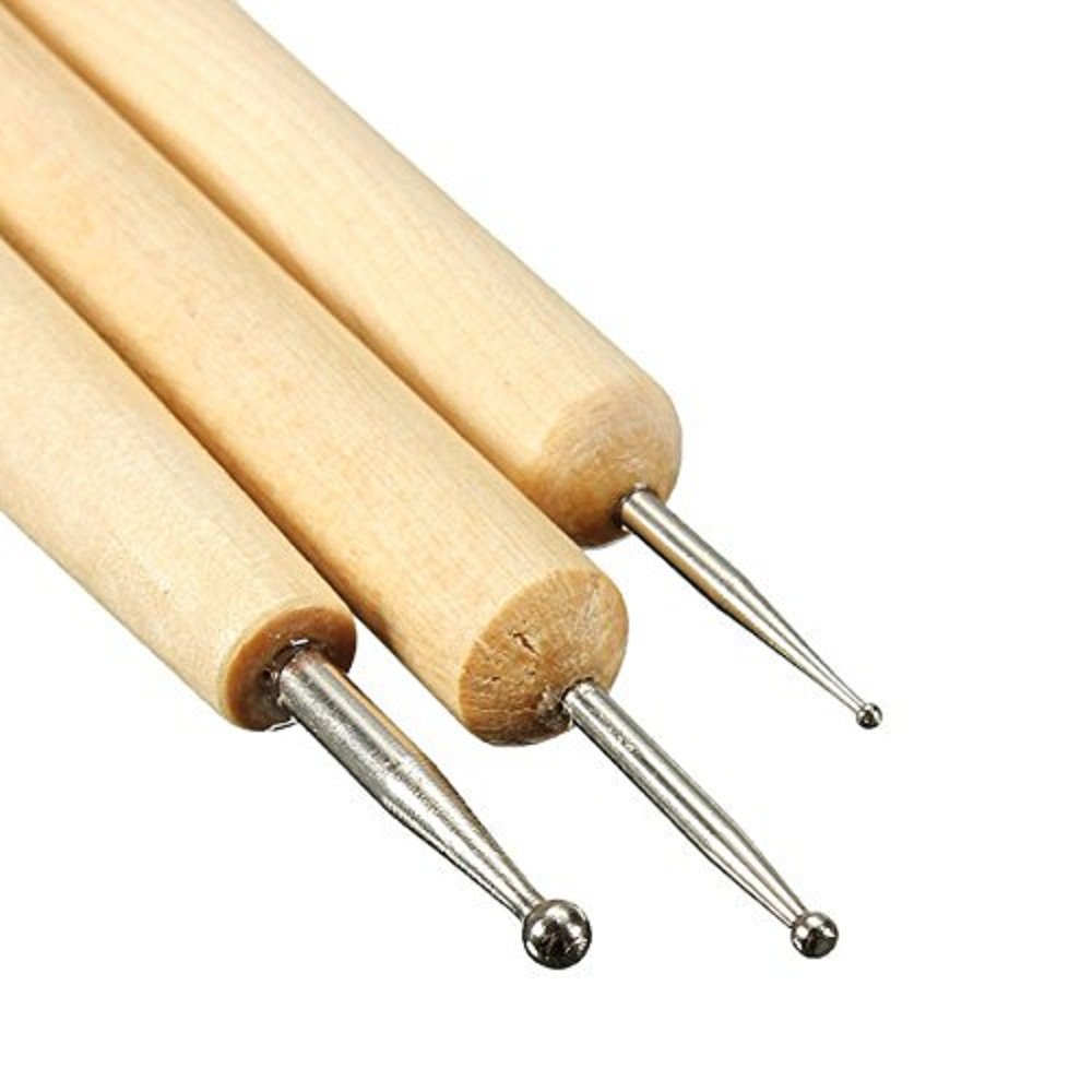 COMIART 3-Piece Wooden Ball Stylus Tool Set for Embossing, Clay Sculpting, Wax & Polymer Crafts - Perfect for DIY Art, Ceramics, Jewelry Making & Nail Art Designs