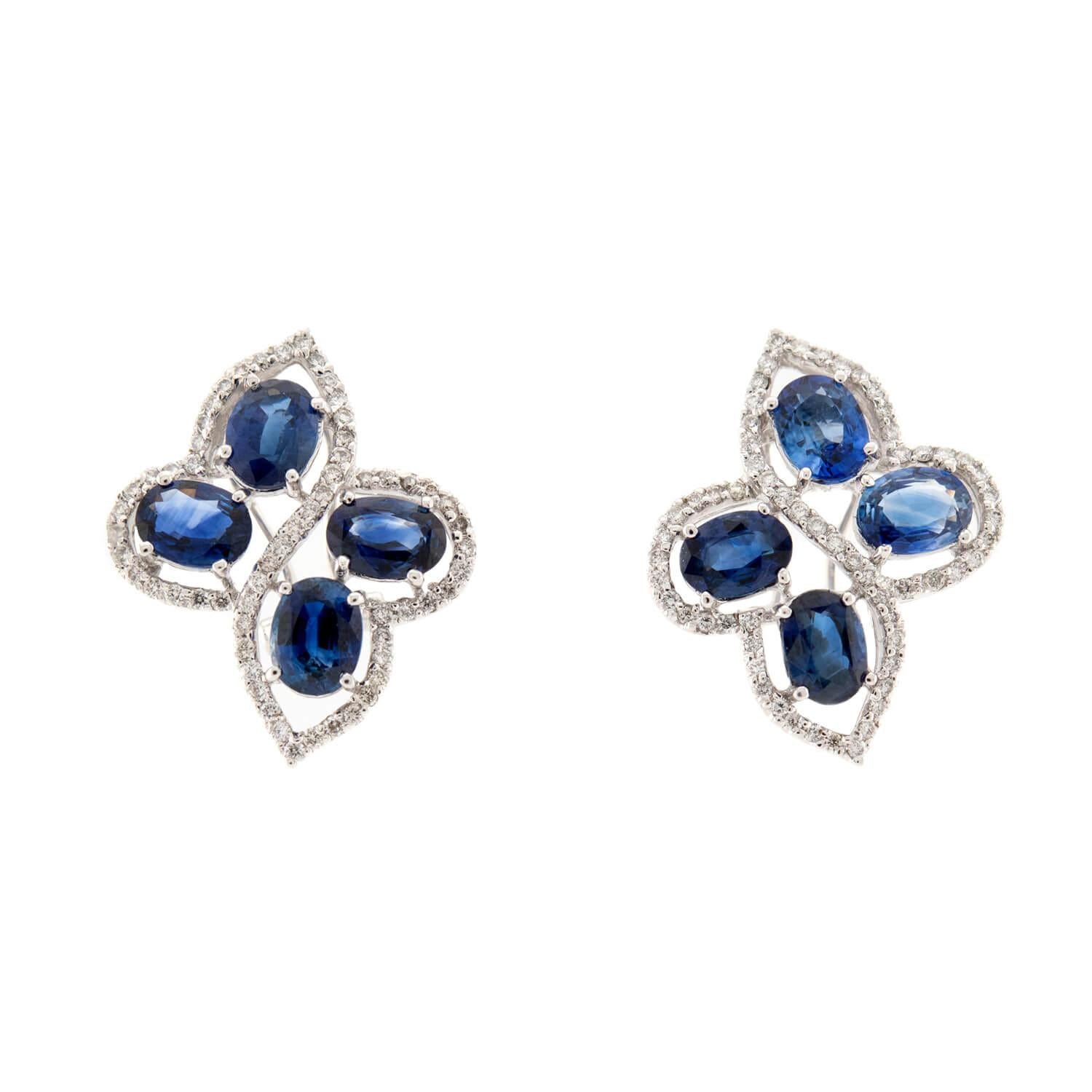 14K Gold Sapphire and Diamond Butterfly Earrings for Women – Elegant Dangle Drop Earrings for Weddings, Parties & Special Occasions