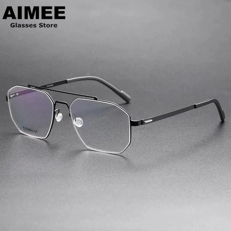 Aimee Women's Full Rim Square Double Bridge Titanium Eyeglasses Frame 98003 - Lightweight Durable Glasses for Work, Reading & Fashion