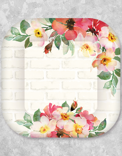 Bricks and Blossoms Dessert Plates - Set of 15 Elegant Ceramic Plates for Parties, Weddings & Afternoon Tea | Perfect for Cake, Pastry & Dessert Serving