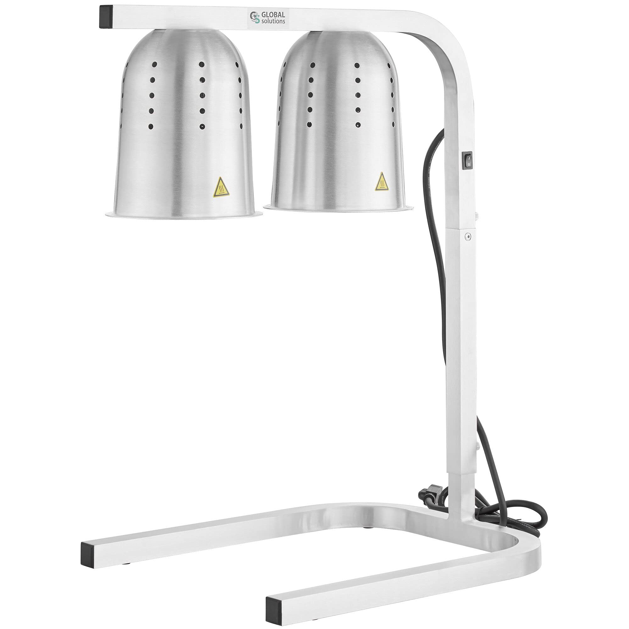GS1670 Adjustable Heat Lamp - Stainless Steel Commercial Food Warmer with 4 Height Settings & Dual Bulbs | Non-Skid Feet for Safety | Perfect for Catering, Buffets, Restaurants & Food Service Stations