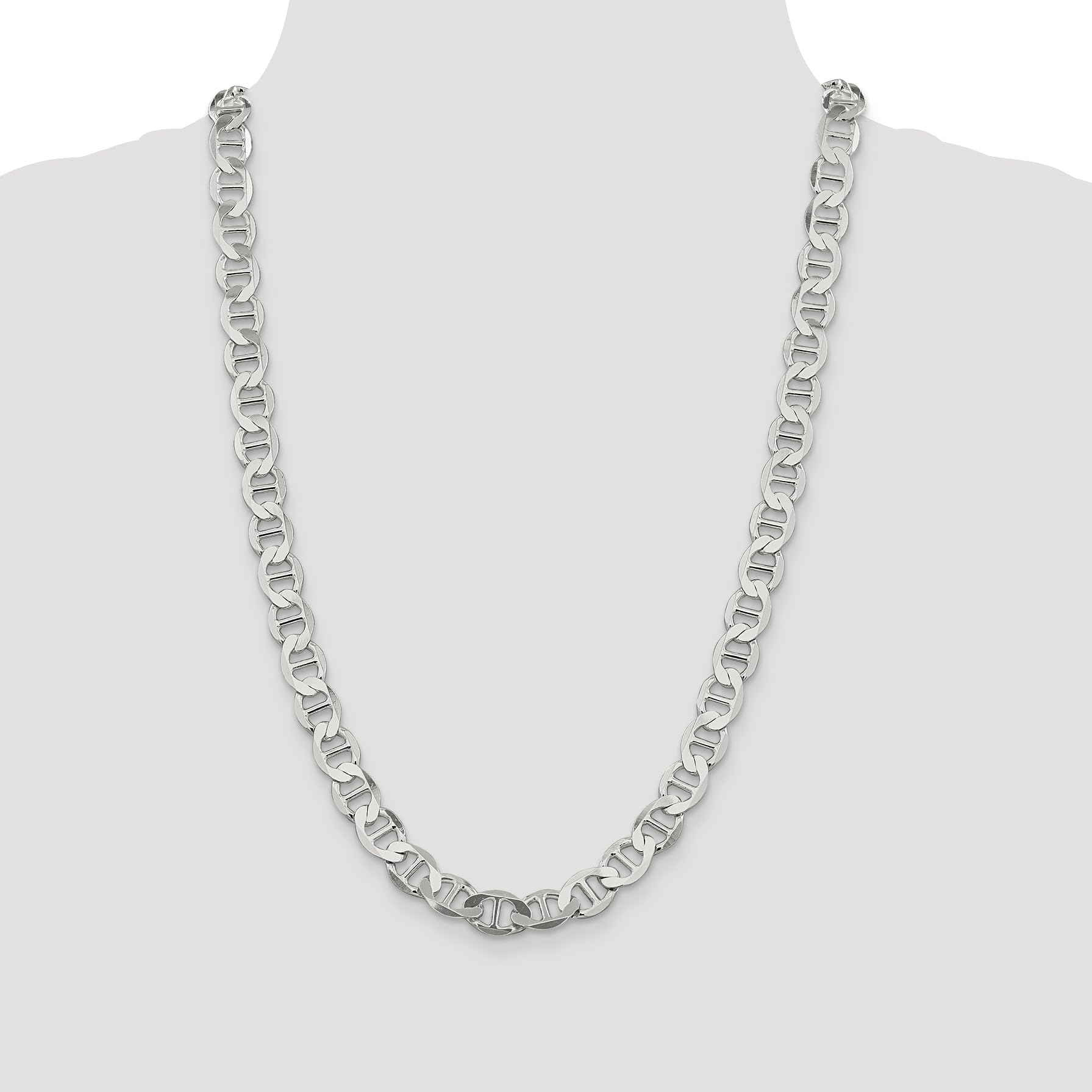 IceCarats 925 Sterling Silver 9.95mm Anchor Mariner Link Chain Necklace for Women - Durable & Hypoallergenic Jewelry Gift for Birthday, Anniversary & Everyday Wear