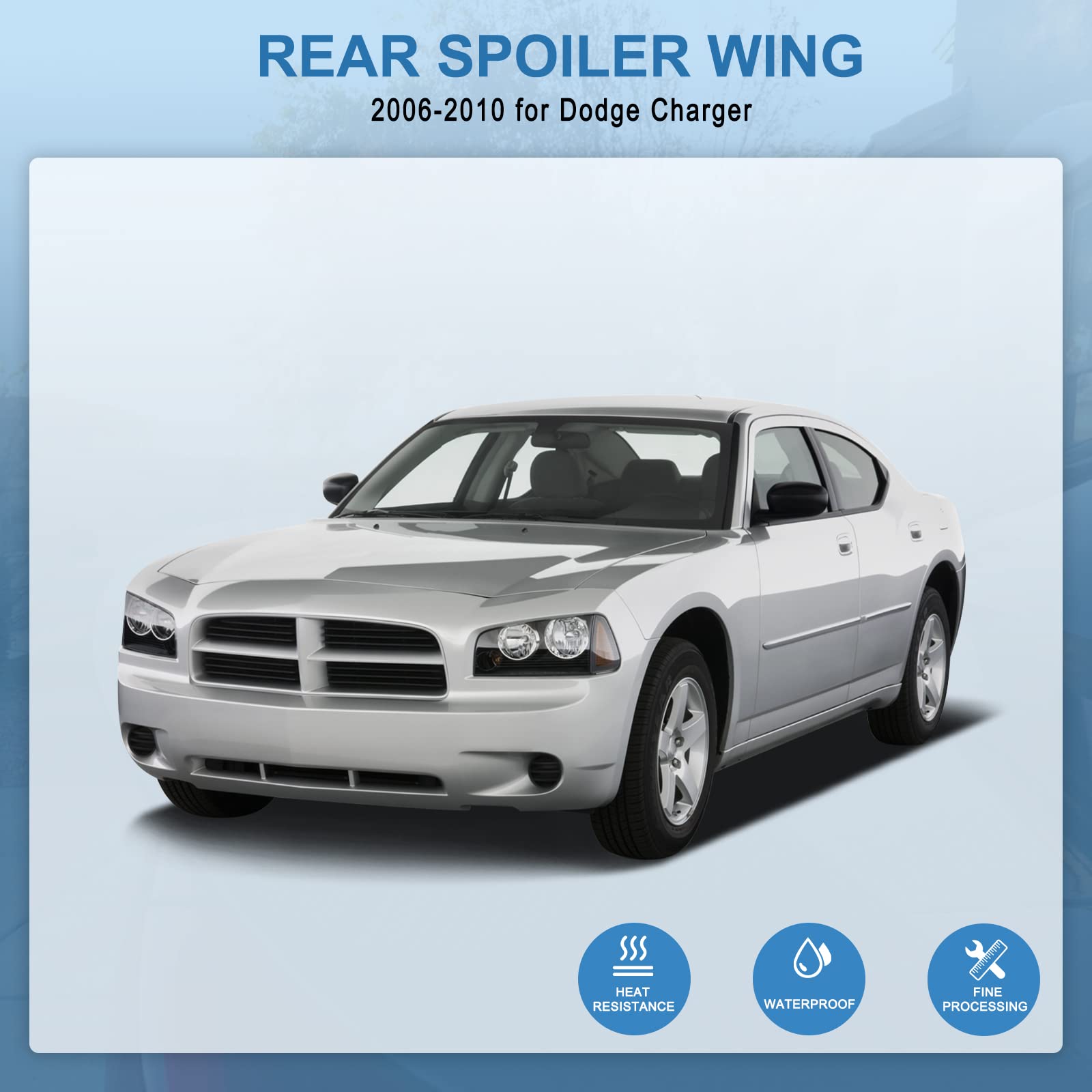 2006-2010 Dodge Charger Rear Trunk Spoiler Wing - High Performance Carbon Fiber Lip Spoiler for Sedan - Enhances Aerodynamics & Sporty Style (Perfect for Car Enthusiasts & Street Racing)
