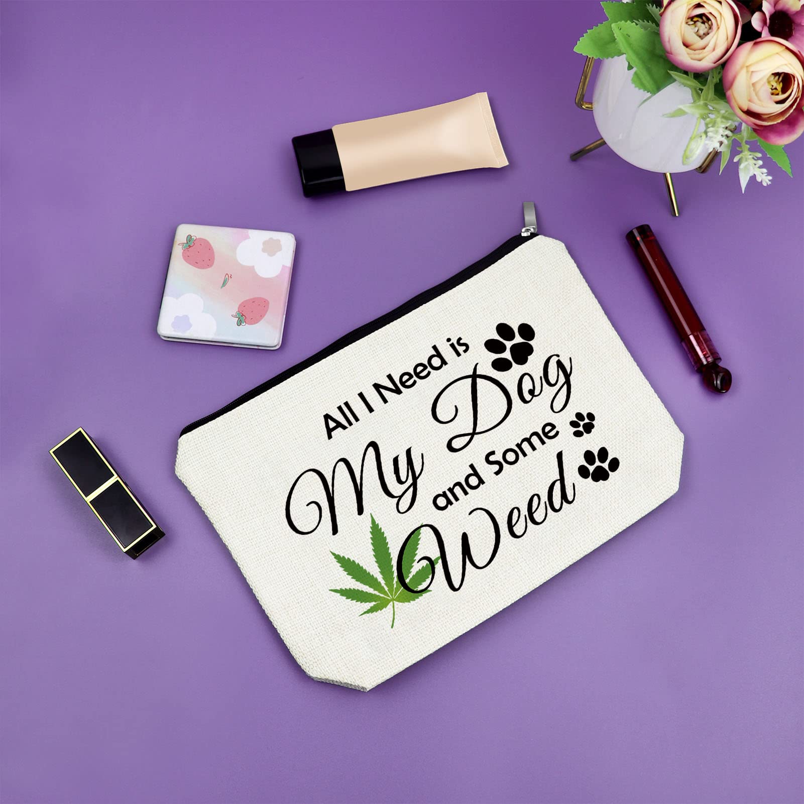 Dog Lover Gifts for Women - Sazuwu Weed & Makeup Bag, Friendship & Birthday Gifts for Female Dog Moms, Animal Lovers Cosmetic Travel Pouch for Christmas, Daily Use & On-the-Go Essentials