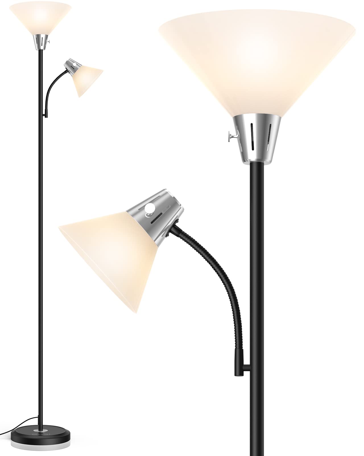 LEPOWER Adjustable Floor Lamp with 3000K Warm White Light - Energy Efficient Standing Lamp for Living Room, Bedroom, Office - Perfect for Reading, Working & Relaxing