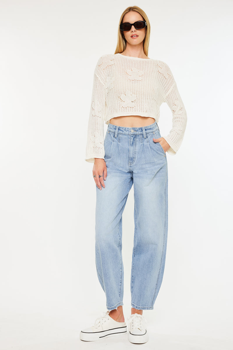 Rea Ultra High Rise Wide Tapered Fit Jeans for Women - Stretchy Denim Pants with Comfortable Waistband - Perfect for Casual Wear, Office Outfits and Night Out