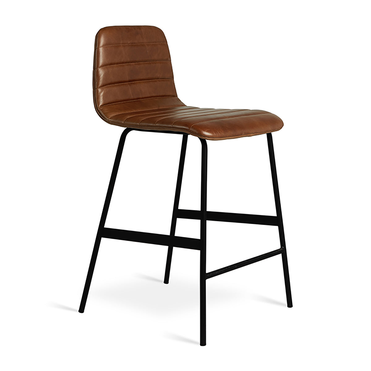 Premium Leather Bar Stool with Backrest - Modern Counter Height Swivel Stool for Kitchen Island, Home Bar & Dining Room - Comfortable & Durable Leather Seat (Black)