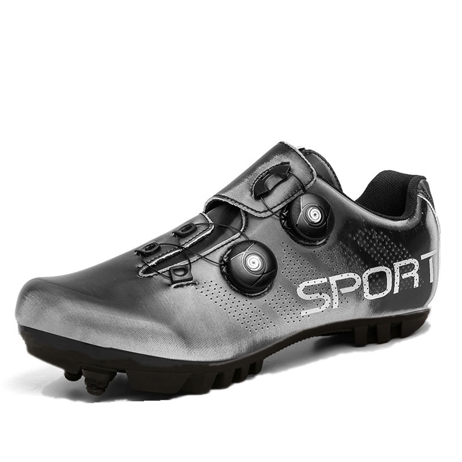 Unisex Carbon Road Bike Shoes - SPD & Delta Cleat Compatible Indoor Cycling & Spin Shoes for Men & Women - Lightweight & Durable for Road Biking & Gym Training - Silver, Size 47 EUR