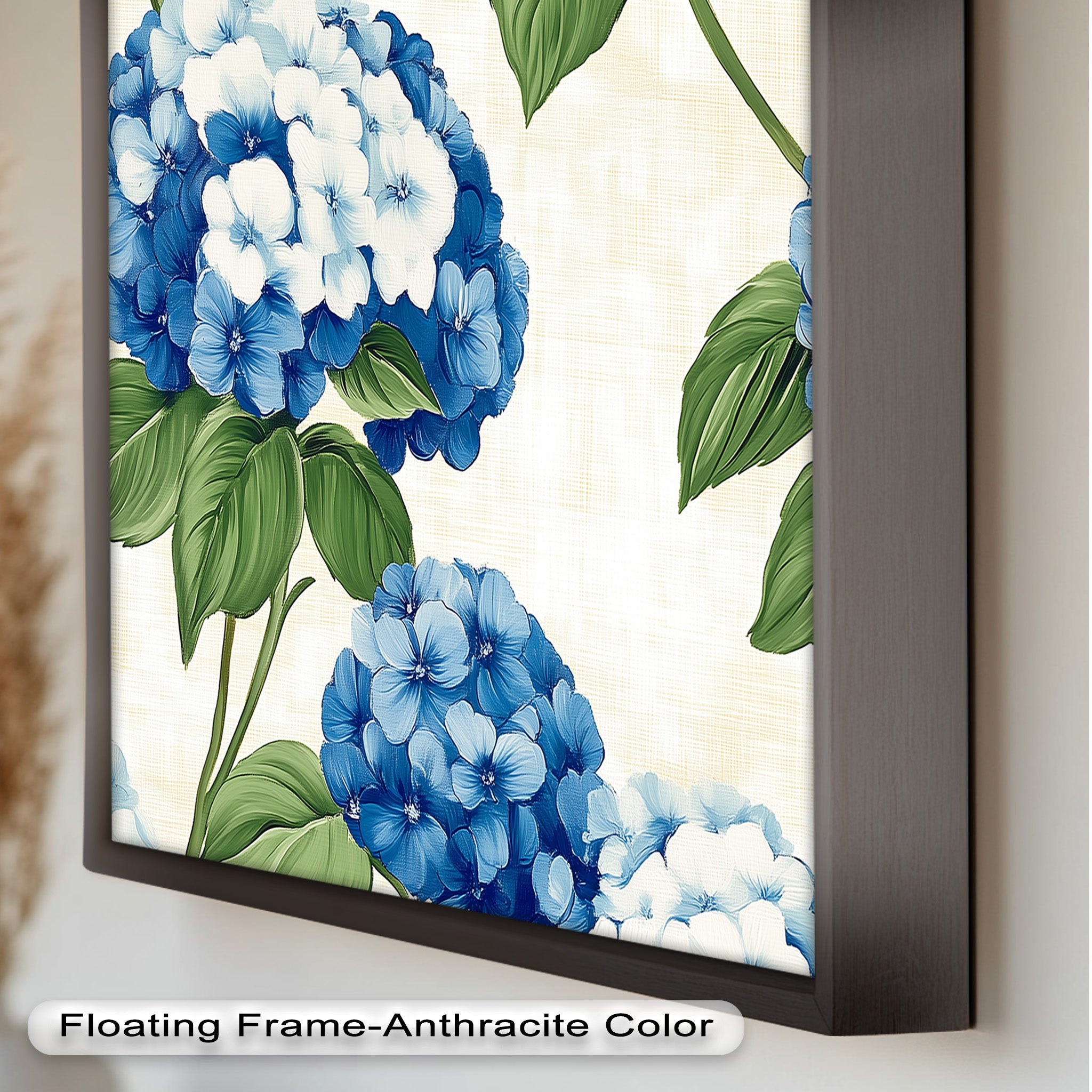 Blue and White Blooming Flower Oil Painting - Handmade Canvas Art for Home Decor, Living Room, Bedroom & Office Wall