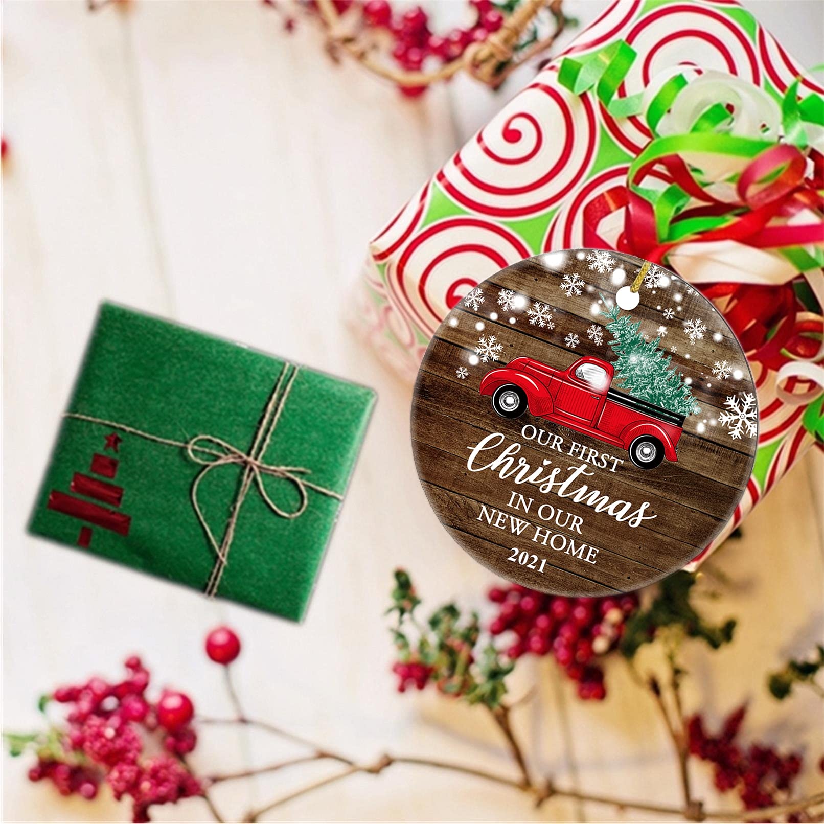 Our First Christmas in Our New Home Ornament 2024 - Housewarming Gift for New Homeowners - Sweet Home Decor Keepsake - Perfect for First House Celebration & Holiday Tree Decoration