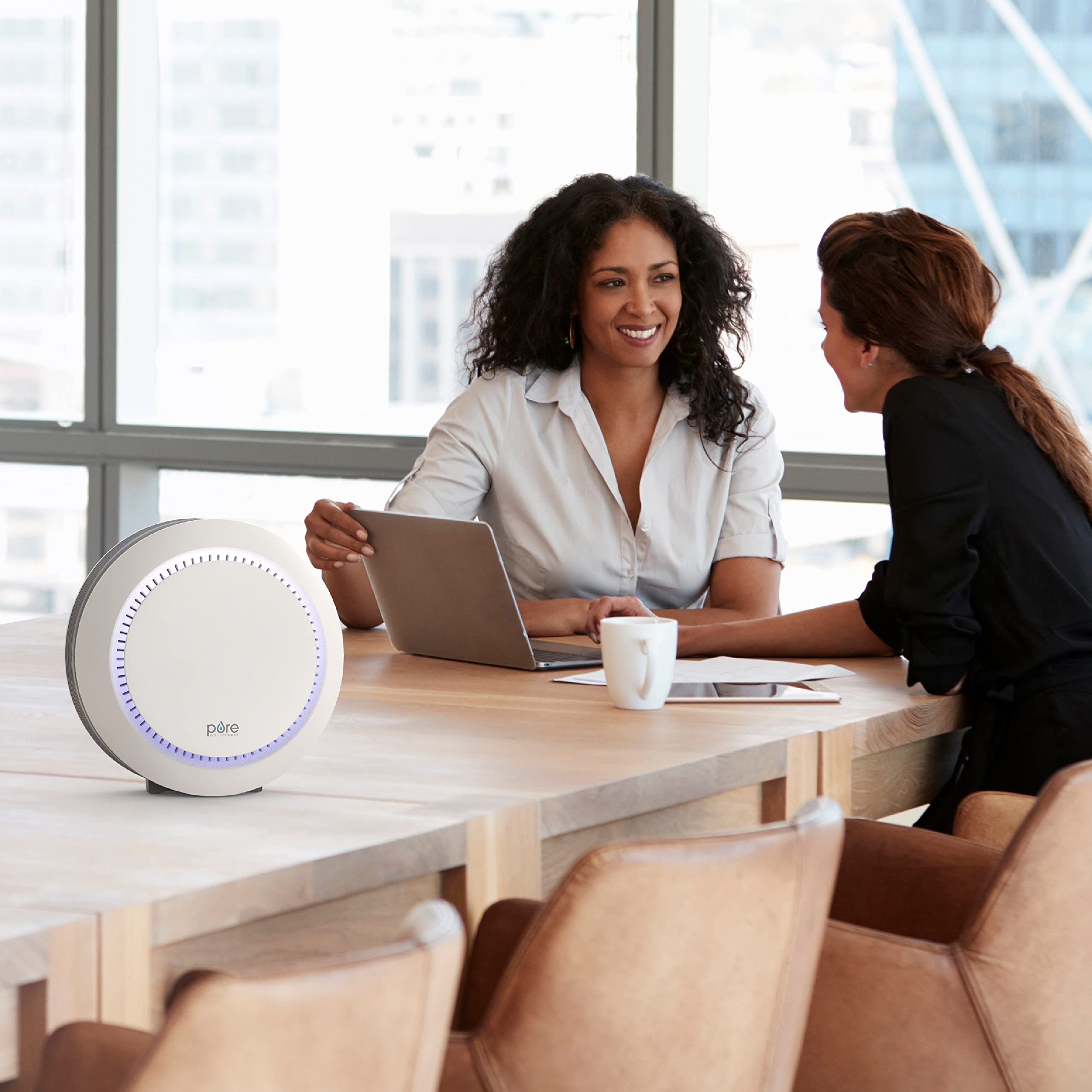 Pure Enrichment PureZone Halo Medium Room Air Purifier with 2-Stage Filtration - Removes Smoke, Pollen, Dust & Pet Dander - Compact White Air Cleaner for Bedroom, Office & Living Room - Perfect for Allergy Sufferers & Pet Owners