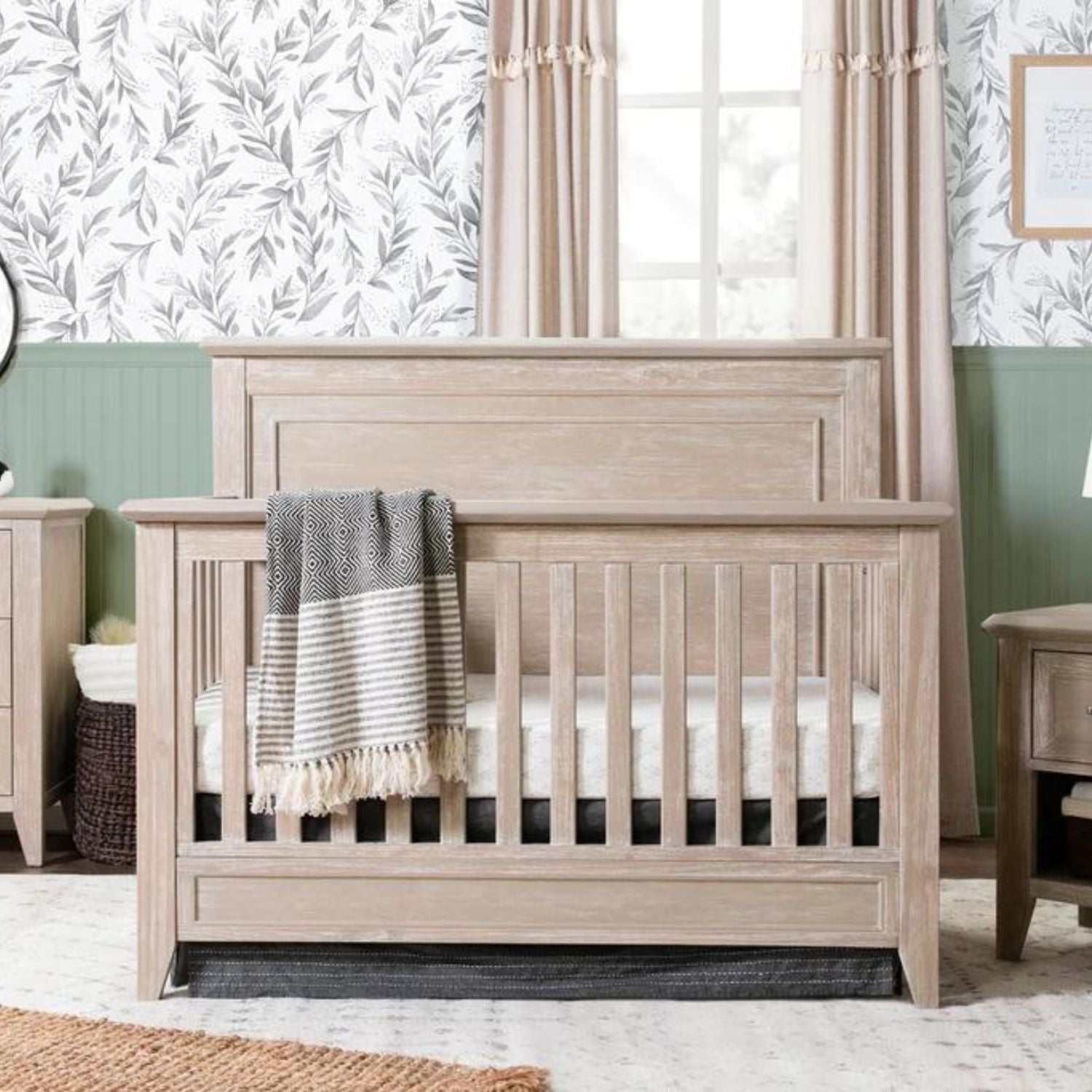 Beckett Rustic 4-in-1 Convertible Flat Top Crib - White Wooden Baby Crib for Nursery, Toddler Bed & Daybed - Perfect for Modern Farmhouse & Transitional Nursery Decor