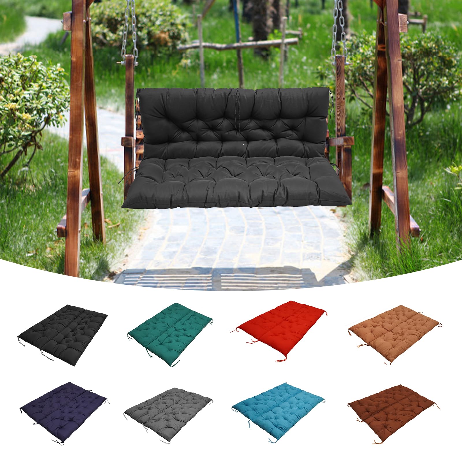 Premium Outdoor Swing Cushion Set - Thickened 2-3 Seater Porch Swing Cushions with Backrest (48