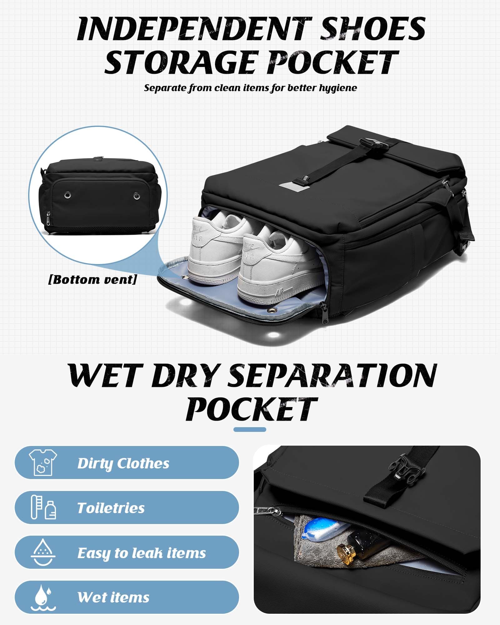 SEAFEW Waterproof Motorcycle Backpack with Helmet Holder - Large Capacity Helmet Storage Bag for Men, Hiking, Cycling & Riding - Durable Black Backpack for Commuting & Outdoor Adventures