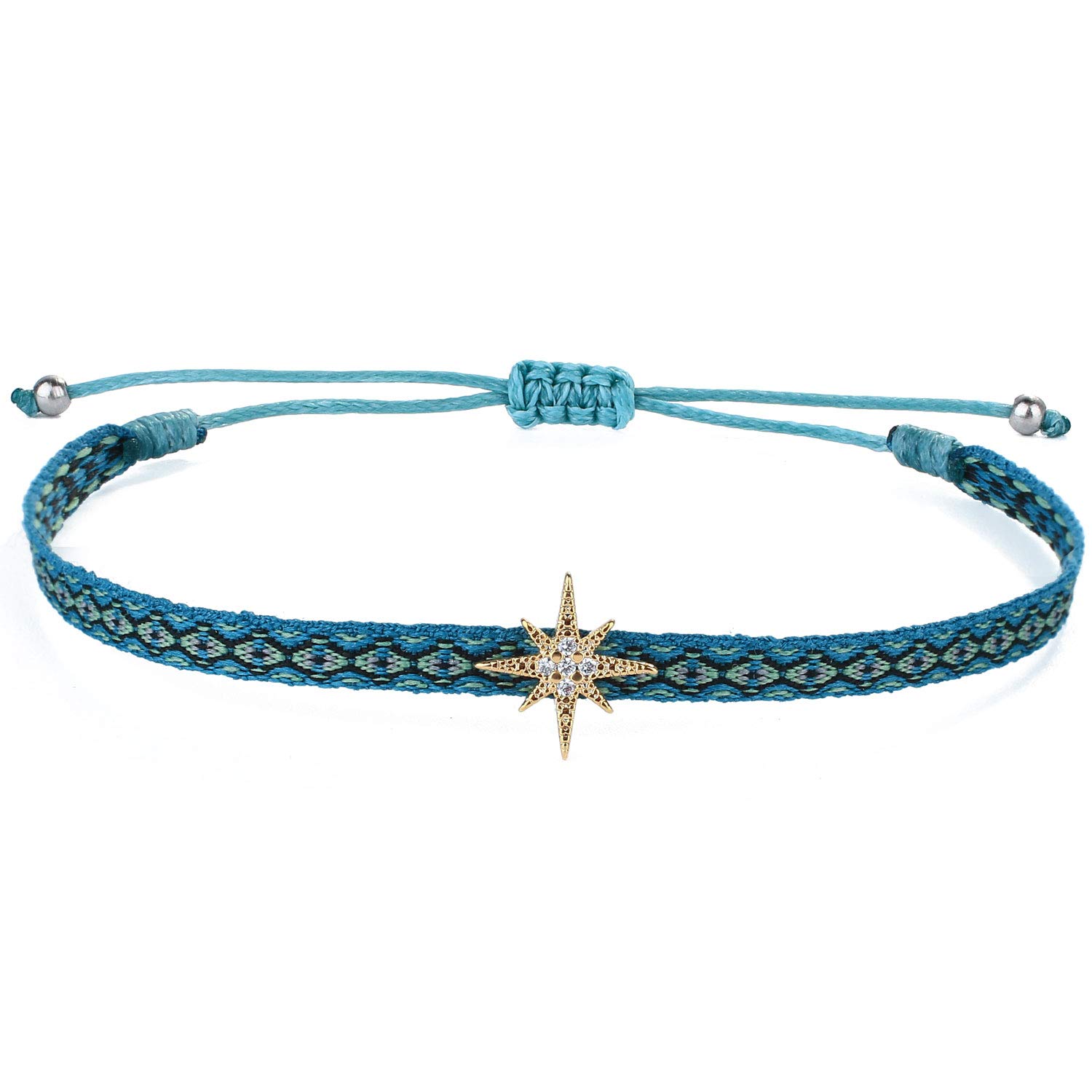 KELITCH Women's Adjustable Star Charm Friendship Bracelets - Colorful Silk Rope Stackable Bracelets for Best Friends, Sisters & Everyday Boho Style