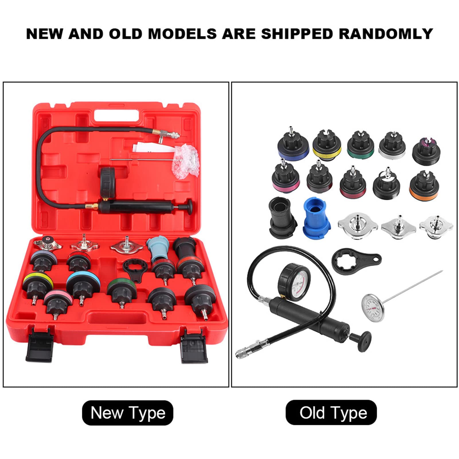 Qiilu 18-Piece Universal Radiator Pressure Tester Kit - Auto Cooling System Vacuum Tool for Car AC Repair & Maintenance | Perfect for Mechanics & DIY Enthusiasts