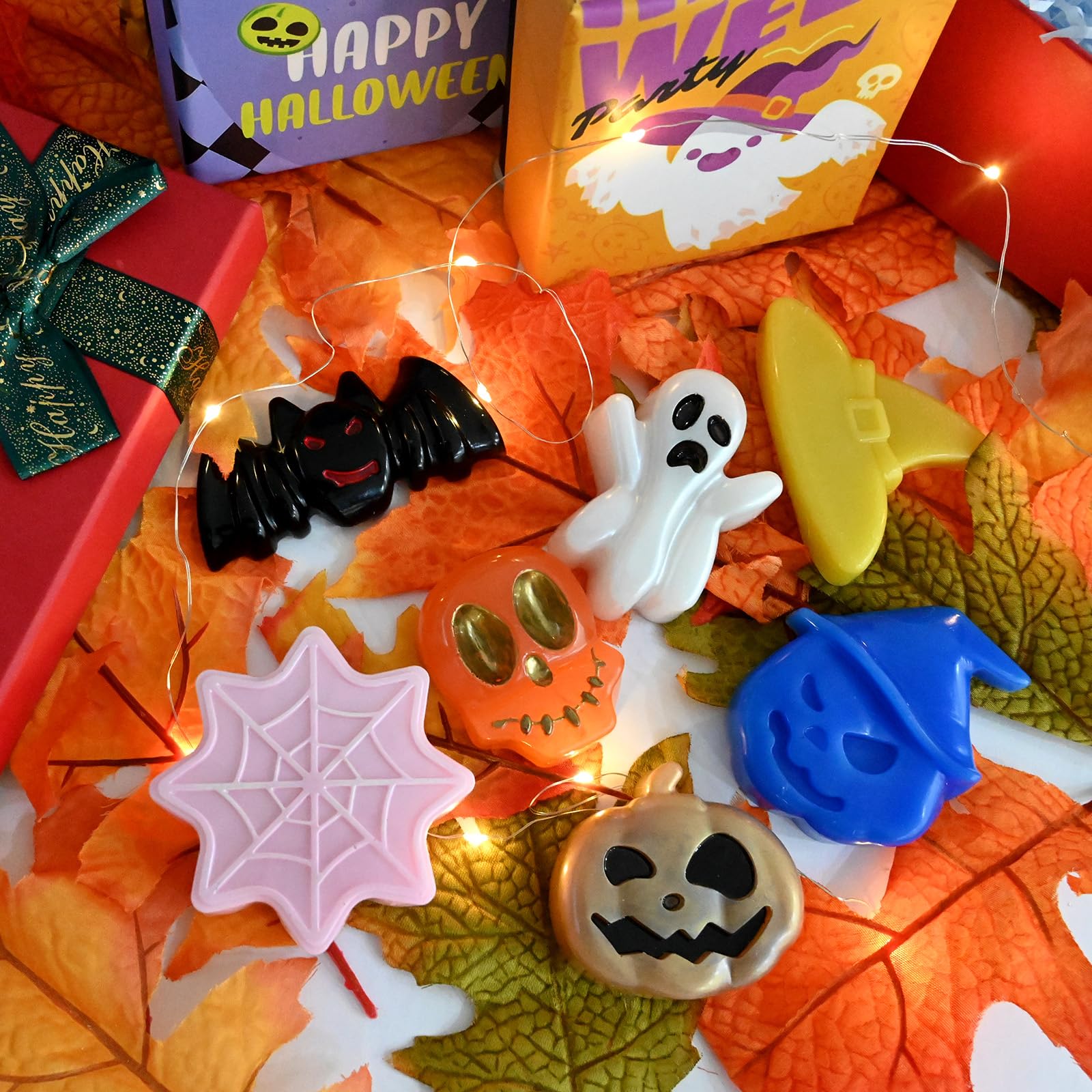 (2 Pack) Halloween Silicone Molds - Pumpkin, Bat, Skull & Ghost Shapes for DIY Soap, Candle, Chocolate, Jelly & Fondant - Non-Stick Baking Molds for Spooky Treats & Party Decorations