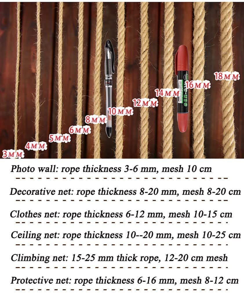 Playground Rope Netting - Heavy Duty Jute Hemp Safety Net for Tree Houses, Climbing, Stairs & Balcony Railings | Outdoor Cargo Net & Hammock Support | Perfect for Kids Play Areas, Backyard Adventures & Deck Safety