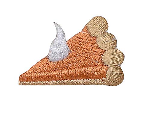 Small Mini Pumpkin Pie Facing Left Embroidered Iron On Patch - DIY Clothing Accessories for Jackets, Hats, Bags & Costumes