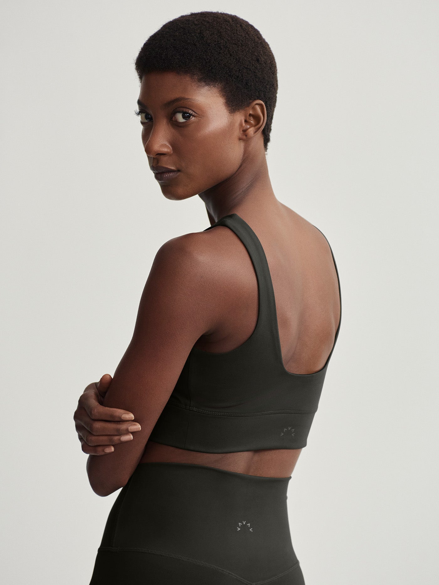 Varley Freesoft Cori Bra - Dark Resin Green Sports Bra for Women | Yoga, Running & Gym Workouts | Breathable & Supportive Activewear