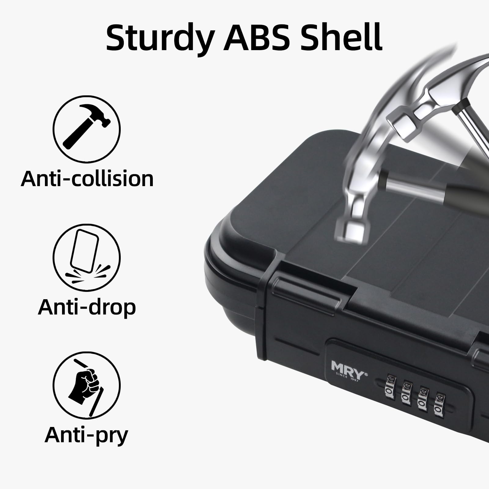 Portable Combination Lock Box with Code - Waterproof Anti-Theft Security Case with Removable Chain for Travel, Home & Outdoor Use (Black)