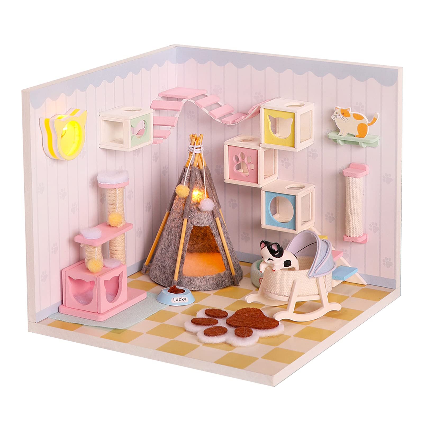 SPILAY DIY Miniature Wooden Dollhouse Furniture Kit - Handcrafted 1:24 Scale House Model with LED Lights & Dust Cover - Creative Gift for Adults & Girls (Birthday, Home Decor, Collectible)