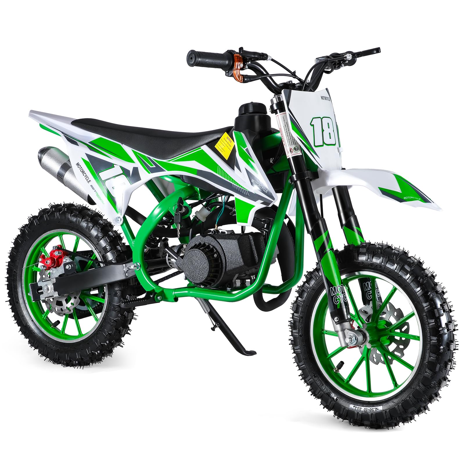 49cc Kids Gas Powered Mini Dirt Bike - 2-Stroke Off Road Trail Motocross Bike with Front & Rear Disc Brakes for Uphill Riding, Backyard Adventures & Off-Road Conditions - Perfect for Young Riders Age 8-12