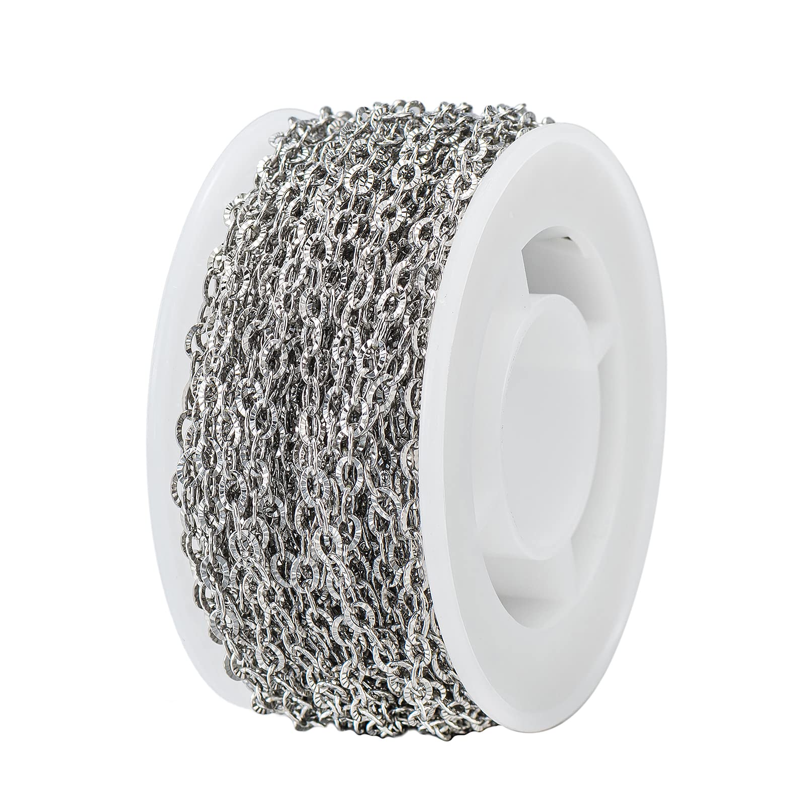 SUYAN 2.3mm Stainless Steel Cable Chain - Bulk Jewelry Making Supplies for Necklaces, Bracelets, Waist Chains & Anklets (32.8 Feet) - Durable Textured Cross Link Design for DIY Crafting & Fashion Accessories