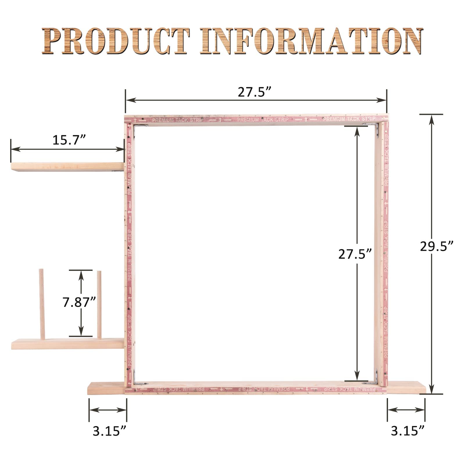 ZIOKOK 27.6 x 27.6 Inches Solid Wood Tufting Gun Frame - Large Rug Making Stand for DIY Crafts, Embroidery & Sewing | Perfect for Electric Carpet Gun Machine & Tabletop Display | Home Decor, Wall Art & Handmade Gift Projects