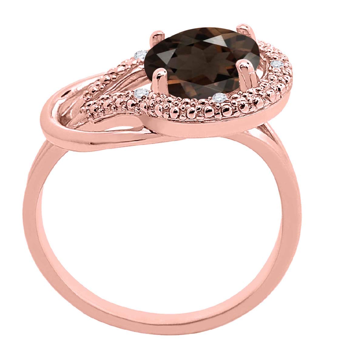 1.85 Carat Smoky Quartz & Diamond Love Knot Ring for Women - 10K Rose Gold Prong Setting | Elegant Promise Ring, Anniversary Gift & Wedding Jewelry